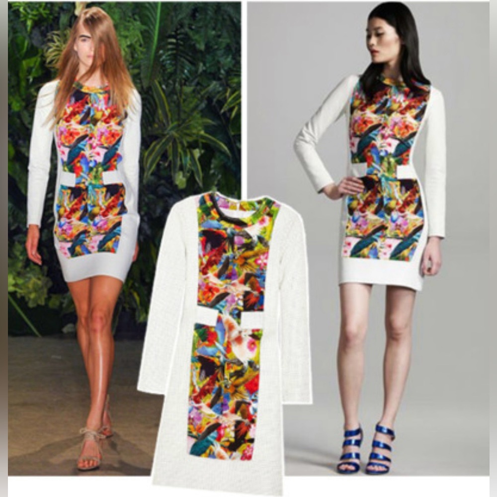 ALTUZARRA Made in Italy Floral Patterned White Dress Size 40-Us 7- NEW NO TAG